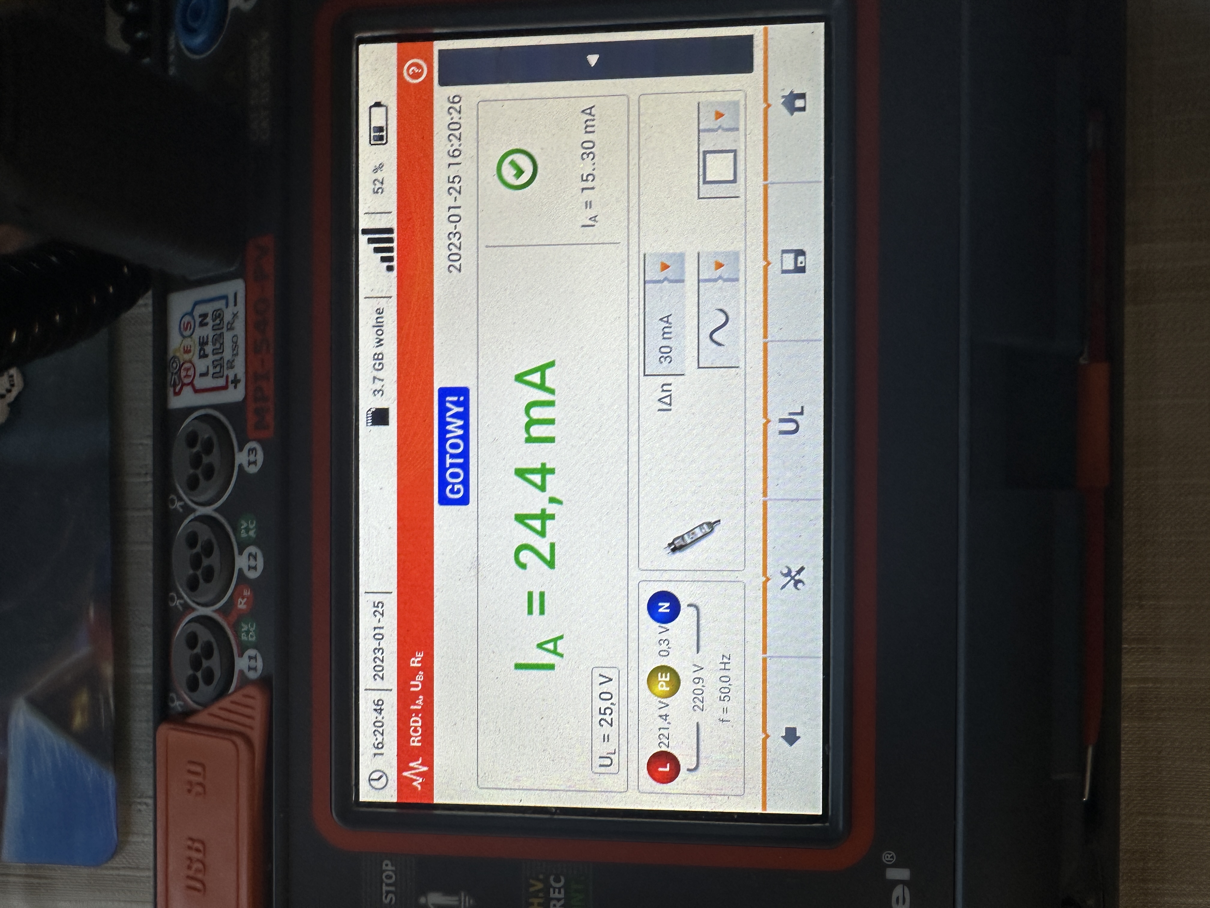 Pomiar prądu zadziałania RCD